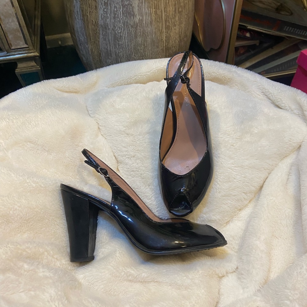 Black patent leather heels